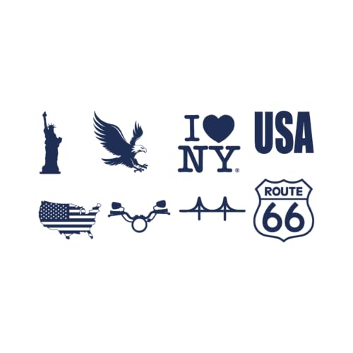 Tattwo.me – Temporäre Tattoos für Erwachsene und Kinder, hält 2 Wochen, wasserfest – 8 US-Symbole zum Ausschneiden – Pflanzliche Tinte – EU-Kosmetik-Zertifikat – (G0049) von Tattwo.me