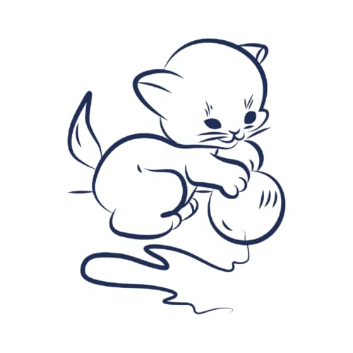 Tattwo.me - Temporäre Tattoos für Erwachsene und Kinder, 2 Wochen, wasserfest - Katze spielt mit einem Wollknäuel - Pflanzliche Tinte - EU-Kosmetik-Zertifikat - (9X9 - M0203) von Tattwo.me