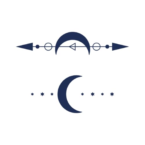 Tattwo.me – Temporäre Tattoos für Erwachsene und Kinder, hält 2 Wochen, wasserfest – Mond – Pflanzliche Tinte – EU-Kosmetik-Zertifikat – (M0062) von Tattwo.me