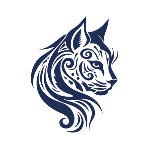 Tattwo.me – Temporäre Tattoos für Erwachsene und Kinder, hält 2 Wochen, wasserfest – Stammes-Katzenkopf – Pflanzliche Tinte – EU-Kosmetik-Zertifikat – (P0633) von Tattwo.me