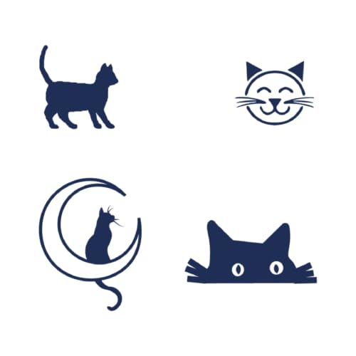 Tattwo.me – Temporäre Tattoos für Erwachsene und Kinder, hält 2 Wochen, wasserfest – 4 Katzenmodelle zum Ausschneiden – Pflanzliche Tinte – EU-Kosmetik-Zertifikat – (P0945) von Tattwo.me