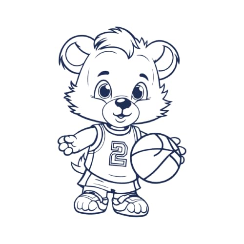 Tattwo.me - Temporäre Tattoos für Erwachsene und Kinder, 2 Wochen, wasserfest - Basketball-Teddybär - Pflanzliche Tinte - EU-Kosmetik-Zertifikat - (9X9 - M0045) von Tattwo.me
