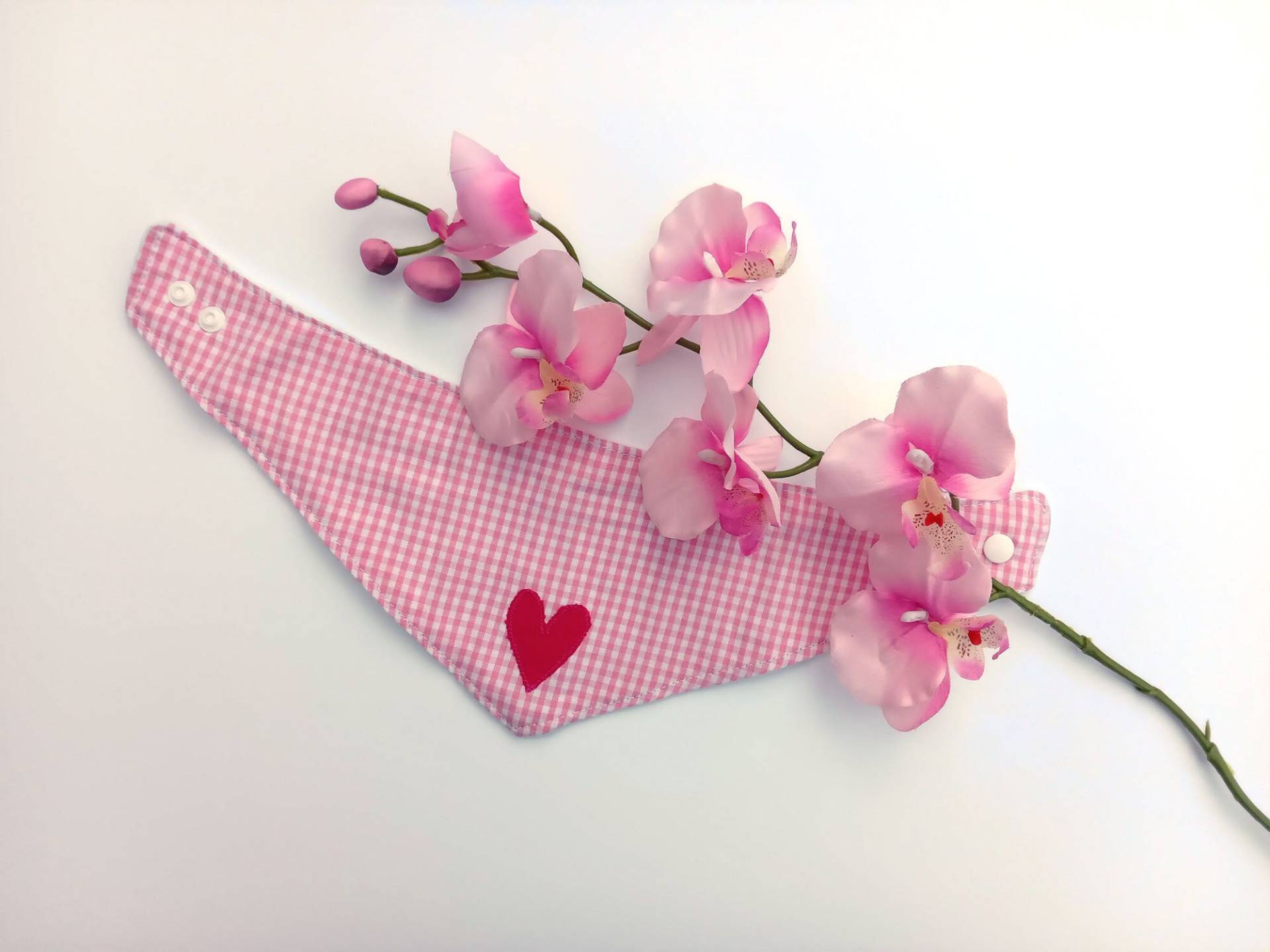 Halstuch Herz Kleinkind Kariert Rosa , Dreieckstuch Geschenk Geburt Taufe Vichy Karo Saugstark von TatueTataKoeln