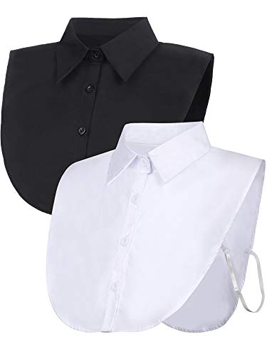 2 Stücke Fälschung Kragen Abnehmbare Bluse Dickey Kragen Half Shirts False Kragen für Damen Gefälligkeiten (Größe 2, Schwarz, Weiß) von Tatuo