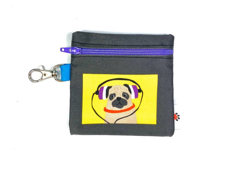 Mops Reißverschluss Tasche Hundeliebhaber Ohr Kopfhörer & Geldbörse von Tatutina