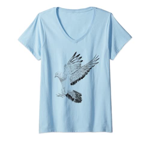 Damen Fliegende Taube T-Shirt mit V-Ausschnitt von Tauben Geschenke