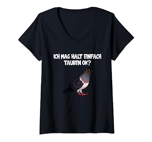 Damen Taube Tauben Taubenzüchter Taubenverein T-Shirt mit V-Ausschnitt von Taubenfreunde Vogelzüchter Geschenk