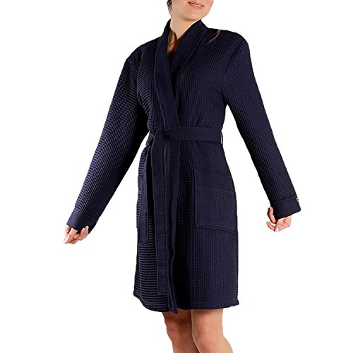 Taubert Spa Thalasso Short Kimono kurzer Bademantel 100 cm Pique S Navy von Taubert