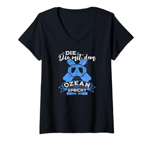 Damen Tauchen Spruch Taucherin T-Shirt mit V-Ausschnitt von Tauchausrüstung & Tauchen Tshirts für Frauen