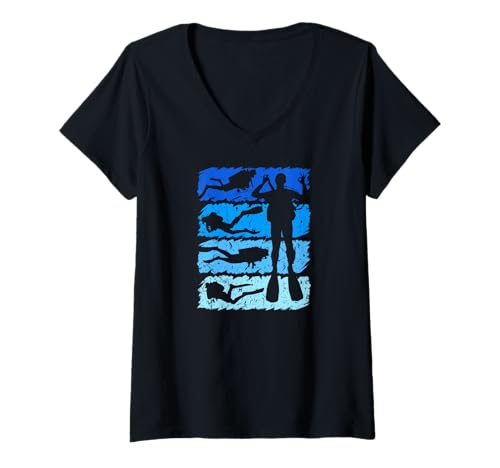 Damen Retro Tauchen Tauchsport Taucher T-Shirt mit V-Ausschnitt Damen Retro Tauchen Tauchsport Taucher T-Shirt mit V-Ausschnitt von Tauchausrüstung & Tauchen Tshirts für Taucher