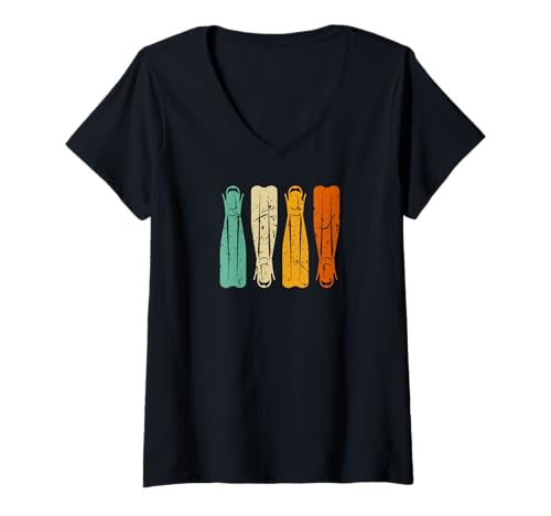 Damen Tauchen Tauchsport Taucherflossen Vintage Taucher T-Shirt mit V-Ausschnitt Damen Tauchen Tauchsport Taucherflossen Vintage Taucher T-Shirt mit V-Ausschnitt von Tauchausrüstung & Tauchen Tshirts für Taucher