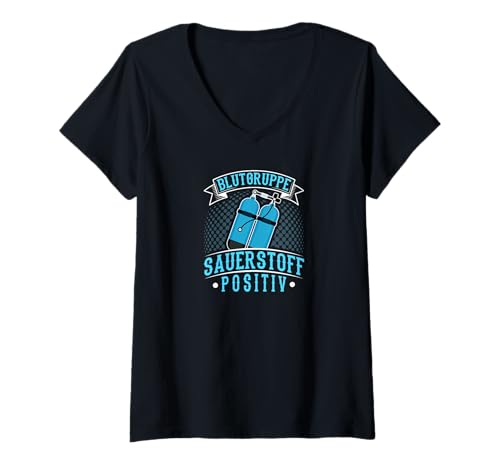 Damen Blutgruppe Sauerstoff Positiv Lustiges Taucher T-Shirt mit V-Ausschnitt Damen Blutgruppe Sauerstoff Positiv Lustiges Taucher T-Shirt mit V-Ausschnitt von Tauchen Geschenke Schnorcheln