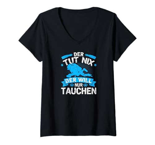 Damen Tauchen Witziges Scuba Diver Taucher T-Shirt mit V-Ausschnitt von Tauchen Tshirts für Taucher