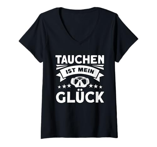 Damen Tauchen Ist Mein Glück T-Shirt mit V-Ausschnitt Damen Tauchen Ist Mein Glück T-Shirt mit V-Ausschnitt von Taucher Spruch Tauchen Ist Mein Glück Outfit