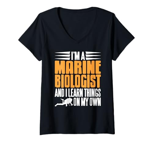 Damen Ich Bin Meeresbiologe Und Lerne Allein Lustig T-Shirt mit V-Ausschnitt Damen Ich Bin Meeresbiologe Und Lerne Allein Lustig T-Shirt mit V-Ausschnitt von Taucher Und Forscher Mit Humor