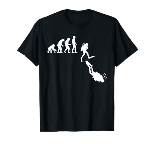 Taucher Unterwasser Shirts & Geschenke Evolution-Thema T-Shirt Schwarz S Unisex-Erwachsene Klassische Passform V-Ausschnitt Kurzarm von Taucher Unterwasser Shirts & Geschenke
