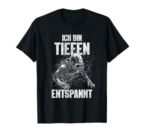 Tauchsport Tauchen Damen Ich bin tiefenentspannt Taucher T-Shirt Schwarz Crew-Neck T-Shirt mit Rundhals-Ausschnitt und Kurzarm S von Tauchsport Tauchen