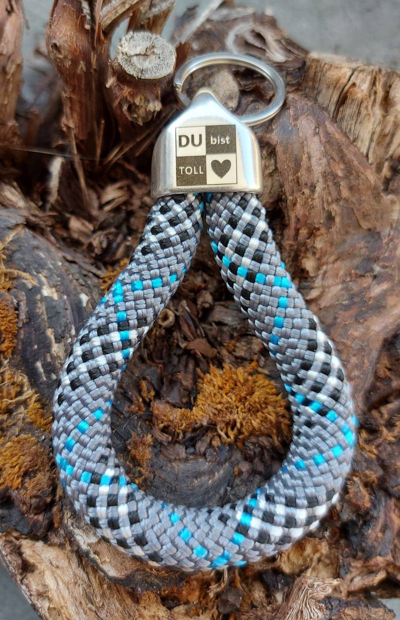 Schlüsselanhänger Aus Segeltau/Segelseil, Mit Silberfarbener Endkappe "Du Bist Toll" , Auf Wunsch Mini-Anhänger von TauderGschpusi