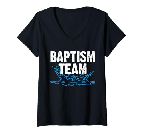 Damen Baptism Team Christian T-Shirt mit V-Ausschnitt von Tauf Design Christentum Idee Jesus