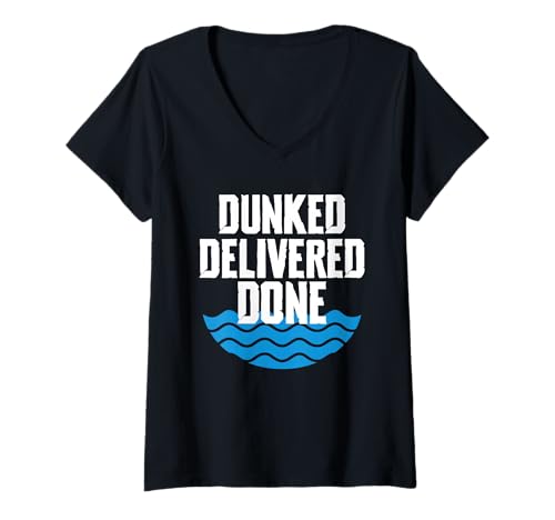 Damen Dunked Delivered Done Baptism Christian T-Shirt mit V-Ausschnitt von Tauf Design Christentum Idee Jesus