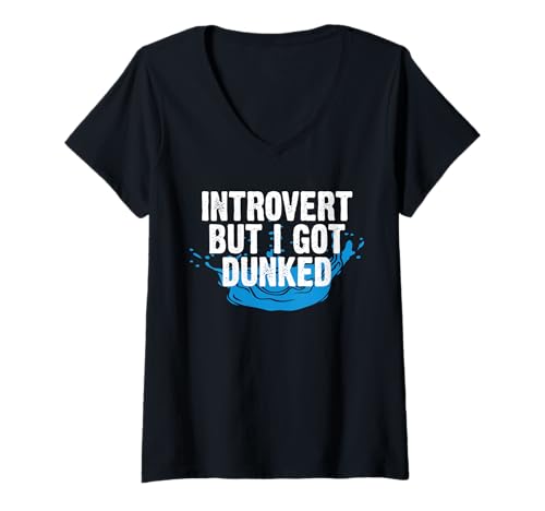 Damen Introvert But I Got Dunked Baptism Christian T-Shirt mit V-Ausschnitt von Tauf Design Christentum Idee Jesus