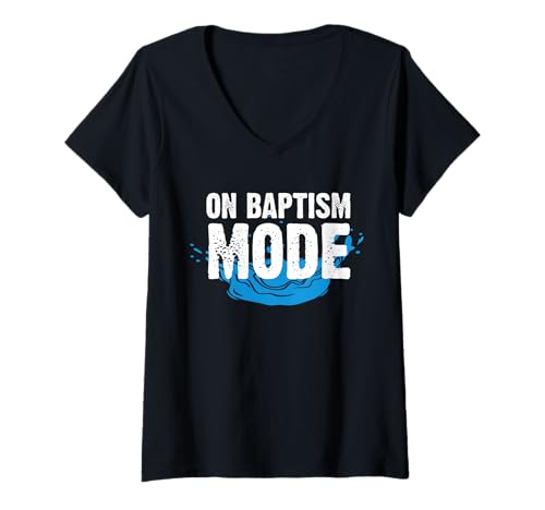 Damen On Baptism Mode Christian T-Shirt mit V-Ausschnitt von Tauf Design Christentum Idee Jesus