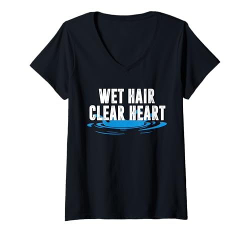 Damen Wet Hair Clear Heart Baptism Christian T-Shirt mit V-Ausschnitt von Tauf Design Christentum Idee Jesus