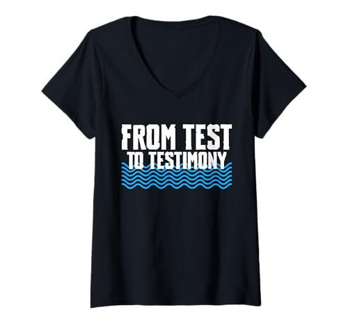 Damen from Test to Testimony Baptism Christian T-Shirt mit V-Ausschnitt von Tauf Design Christentum Idee Jesus