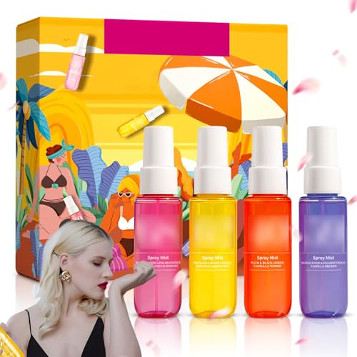 Parfum Bodyspray Damen,4 pcs 40ml Parfum Body Spray,Fruchtiges Bod-y Mist,Hair and Bod-y Fragrance Mist,Lang Anhaltender Duftspray,Parfums Damen Set,für Reisen,Urlaubsreise,Geschenk für Dame von Taufe