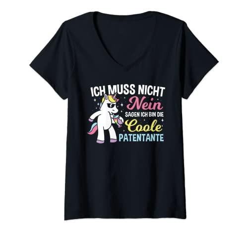 Damen Patentante Taufpatin Spruch - Tante Patin Coolste Patentante T-Shirt mit V-Ausschnitt Damen Patentante Taufpatin Spruch - Tante Patin Coolste Patentante T-Shirt mit V-Ausschnitt von Taufpatin Patentante Geschenk Frage Ideen