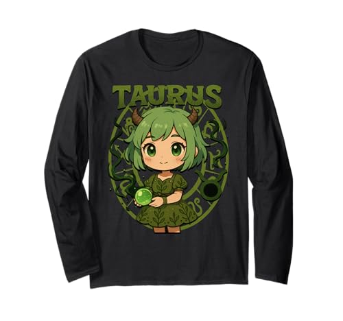 Niedliches Stier Anime Sternzeichen Mädchen Langarmshirt Niedliches Stier Anime Sternzeichen Mädchen Langarmshirt von Taurus Anime Zodiac Fun Apparel