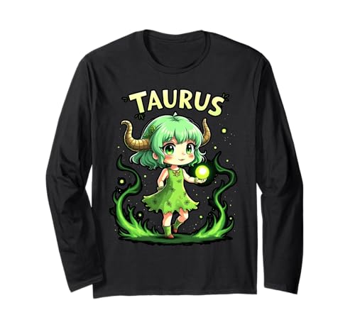 Niedliches Stier Anime Sternzeichen Mädchen Langarmshirt Niedliches Stier Anime Sternzeichen Mädchen Langarmshirt von Taurus Anime Zodiac Fun Apparel