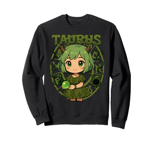 Niedliches Stier Anime Sternzeichen Mädchen Sweatshirt Niedliches Stier Anime Sternzeichen Mädchen Sweatshirt von Taurus Anime Zodiac Fun Apparel