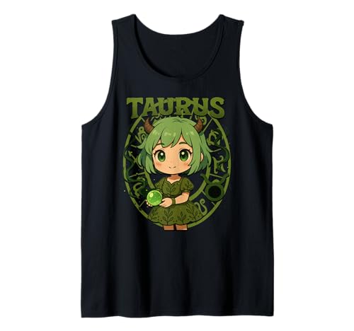 Niedliches Stier Anime Sternzeichen Mädchen Tank Top Niedliches Stier Anime Sternzeichen Mädchen Tank Top von Taurus Anime Zodiac Fun Apparel