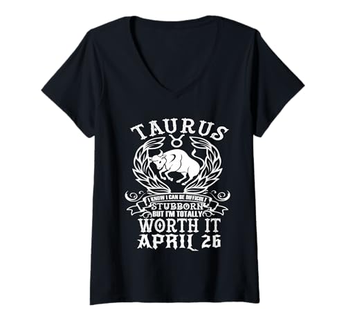Damen Sternzeichen Stier 26. April Astrologie Horoskop Lustiger Geburtstag T-Shirt mit V-Ausschnitt Damen Sternzeichen Stier 26. April Astrologie Horoskop Lustiger Geburtstag T-Shirt mit V-Ausschnitt von Taurus Zodiac April 26 Astrology Birthday Gifts