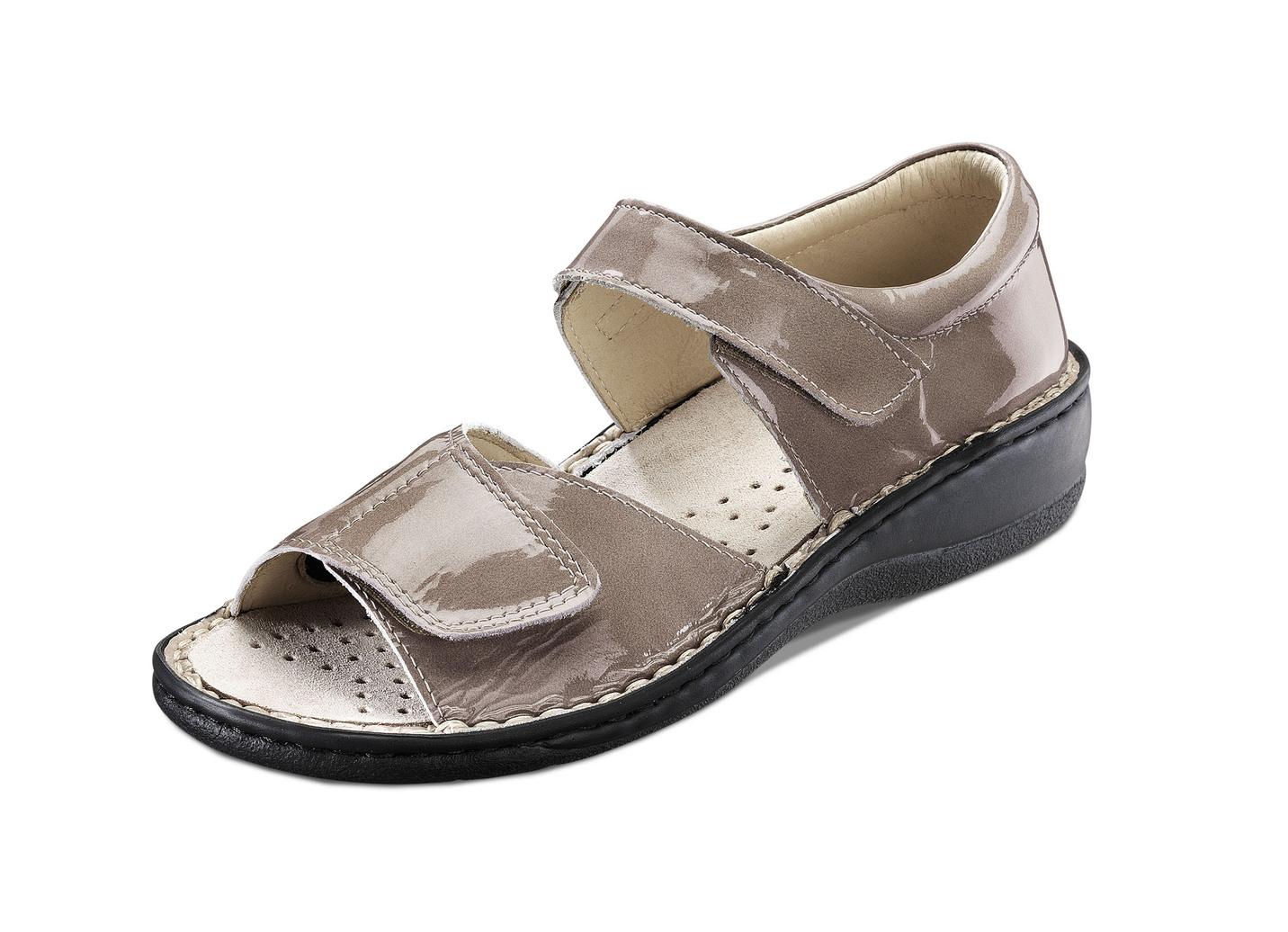 Taurus Damen-Sandalette in Lackoptik, Taupe, Größe 36 von Taurus