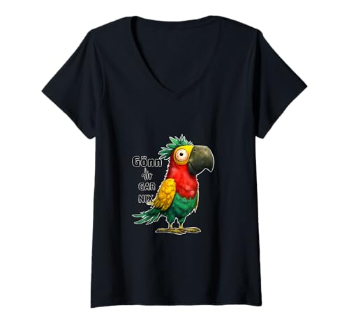 Damen lustiges sarkastisch Papagei Design Gönn dir. gar nix T-Shirt mit V-Ausschnitt Damen lustiges sarkastisch Papagei Design Gönn dir. gar nix T-Shirt mit V-Ausschnitt von Tausch
