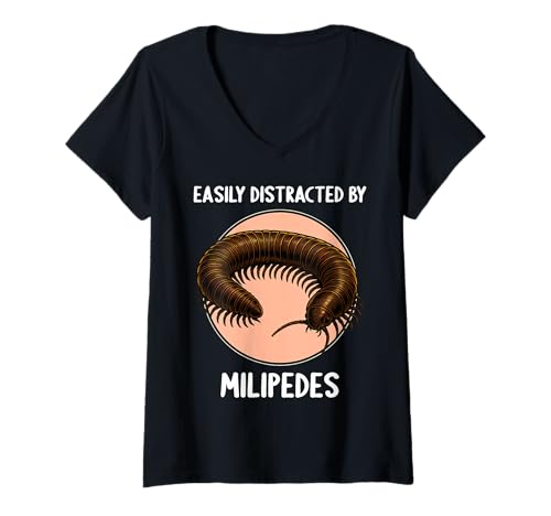 Damen Tausendfüßer T-Shirt mit V-Ausschnitt Damen Tausendfüßer T-Shirt mit V-Ausschnitt von Tausendfüßer Tier Shop