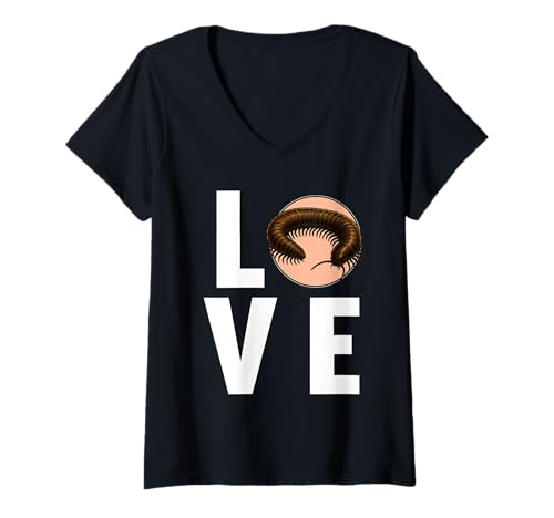 Damen Tausendfüßer T-Shirt mit V-Ausschnitt Damen Tausendfüßer T-Shirt mit V-Ausschnitt von Tausendfüßer Tier Shop