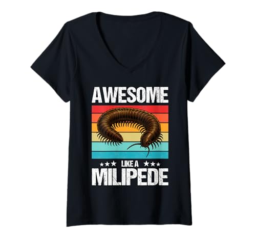 Damen Tausendfüßer T-Shirt mit V-Ausschnitt Damen Tausendfüßer T-Shirt mit V-Ausschnitt von Tausendfüßer Tier Shop