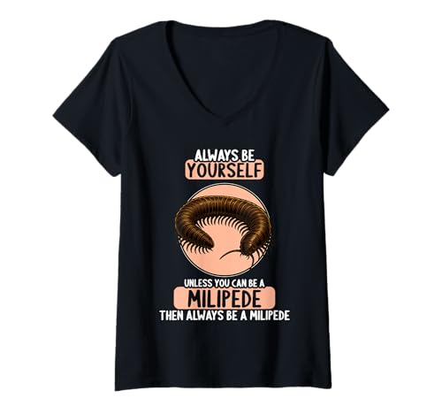 Damen Tausendfüßer T-Shirt mit V-Ausschnitt Damen Tausendfüßer T-Shirt mit V-Ausschnitt von Tausendfüßer Tier Shop