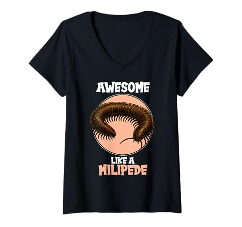 Damen Tausendfüßer T-Shirt mit V-Ausschnitt Damen Tausendfüßer T-Shirt mit V-Ausschnitt von Tausendfüßer Tier Shop