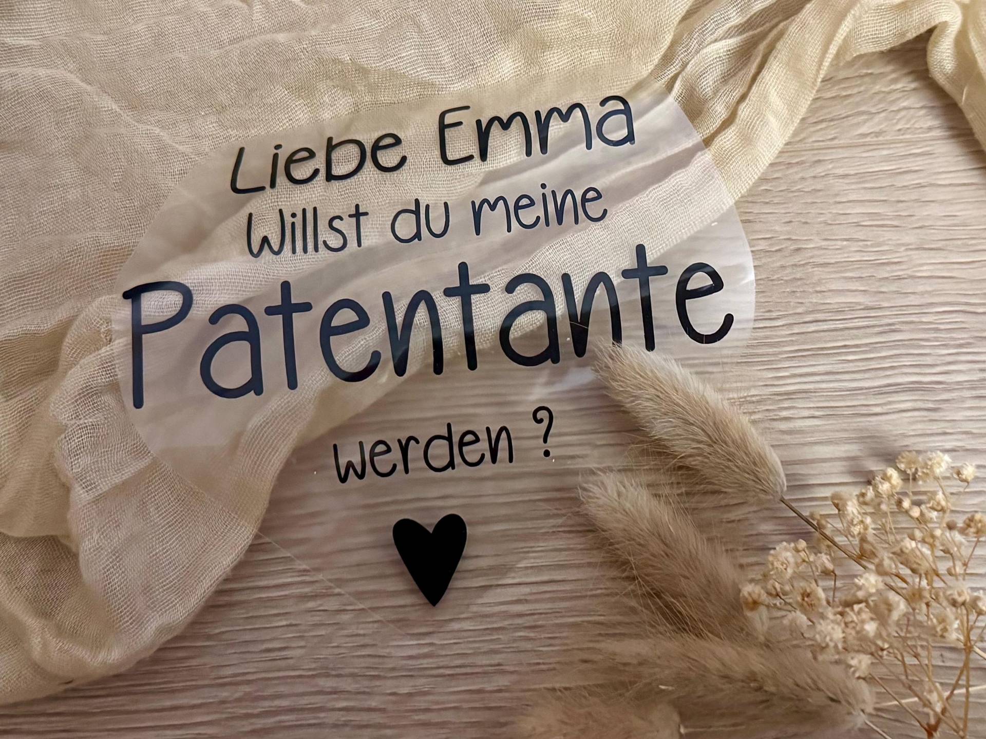Bügelbild Willst Du Meine Patentante/Patenonkel Werden - Bügelmotiv, Schriftzug Mit Oder Ohne Jahreszahl, Applikation von TautropfenMagie