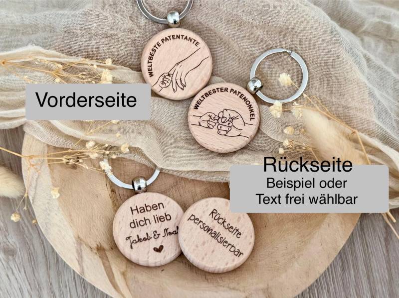 Personalisierter Schlüsselanhänger - Geschenkidee Bester Patenonkel Beste Patentante Geschenk An Paten von TautropfenMagie
