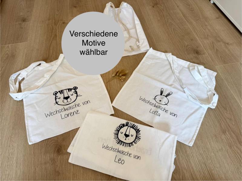 stoffbeutel | Wechselkleidung Jutebeutel Auf Wunsch Personalisiert Z.b. Name Tragetasche Henkeltasche Einkaufen Zero Waste Farbe Weiß von TautropfenMagie