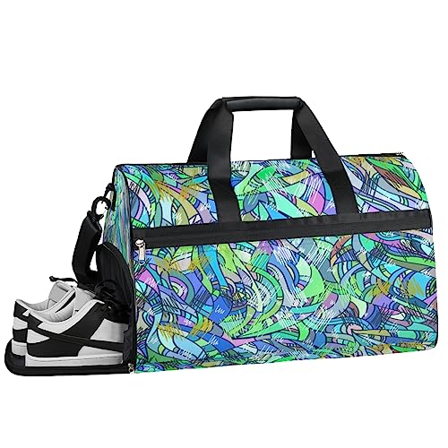 1882 Sailing Anchor Turnbeutel Sport Turnbeutel mit Nassfach & Schuhfach Turnbeutel für Damen Turnbeutel Herren Workout Tasche Sportbeutel Weekender Bag mit Schuhfach, Abstrakte Kunst Muster, von Tavisto