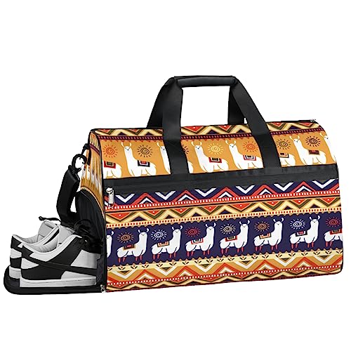 Alpaka Kaktus Print Turnbeutel Sport Turnbeutel mit Nassfach & Schuhfach Turnbeutel für Damen Turnbeutel Herren Workout Tasche Sportbeutel Weekender Bag mit Schuhfach, Alpaka, 19.7*9.9*13 inch, Alpaka von Tavisto