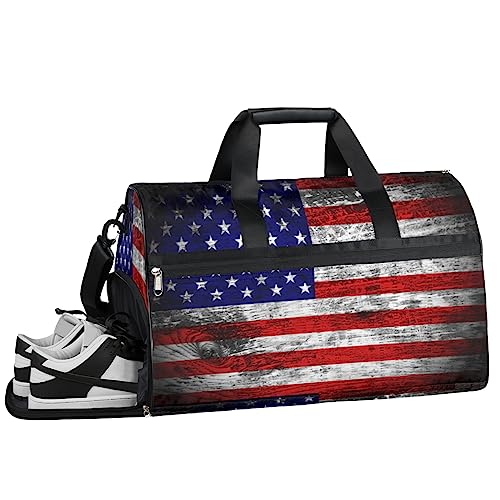 Amerika Flagge Fußball Turnbeutel, Sport Turnbeutel mit Nassfach & Schuhfach, Turnbeutel für Damen, Turnbeutel für Männer, Workout-Tasche, Sporttasche, Weekender Tasche mit Schuhfach, Amerikanische von Tavisto