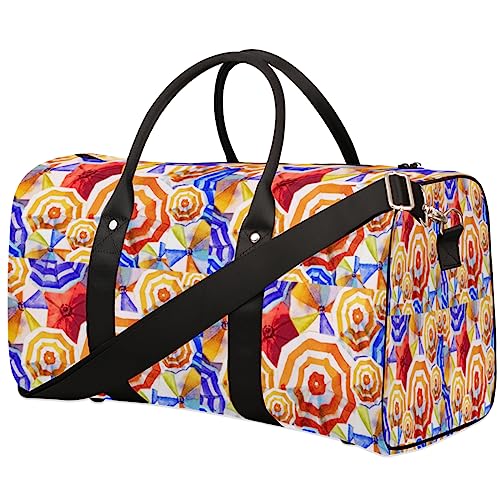 Aquarell-Regenschirm-Reisetasche, Weekender Taschen f黵 Frauen Reisen, Turnbeutel, Handgep鋍k Taschen f黵 Flugzeuge, Duffle Bag f黵 M鋘ner Reisen, Weekender Tasche, Aquarell Regenschirm von Tavisto