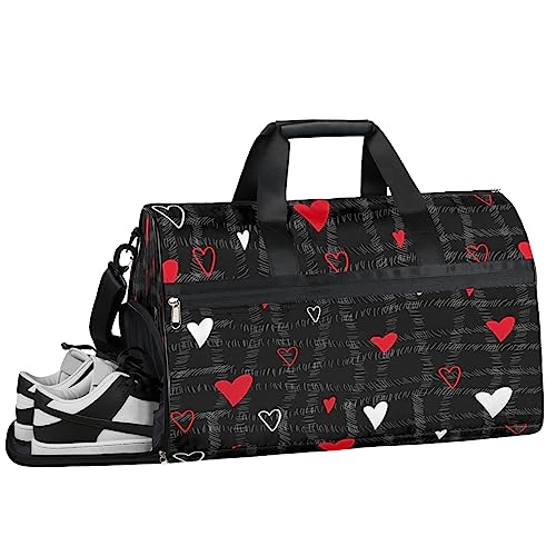 Art Love Herz Muster Turnbeutel Sport Turnbeutel mit Nassfach & Schuhfach Turnbeutel für Damen Turnbeutel Herren Workout Tasche Sportbeutel Weekender Bag mit Schuhfach, Kunst Liebe Herz Muster, von Tavisto